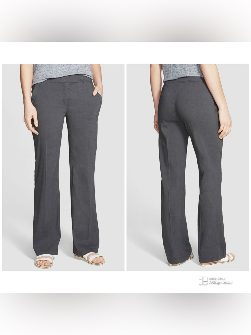 Eileen Fisher Linen Blend Straight Leg Trouser New